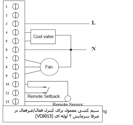 المنت آریان سیم کشی معمول برای کنترل فعال/غیرفعال در صرفا سرمایش 2 لوله ای (VC6013)