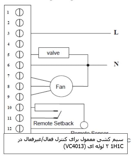 المنت آریان سیم کشی معمول برای کنترل فعال/غیرفعال در 1H1C 2 لوله ای (VC4013)